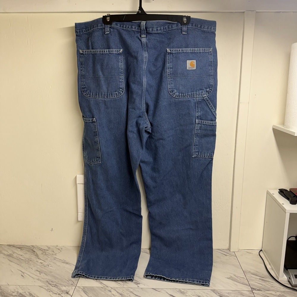 Carhartt Dungaree Fit Jeans Mens 40x30 Denim Cargo Carpenter Work Blue Pants